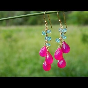 - Genuine gemstone gold filled dangle boho e…